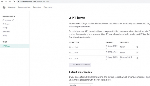 API keys ChatCPT 3